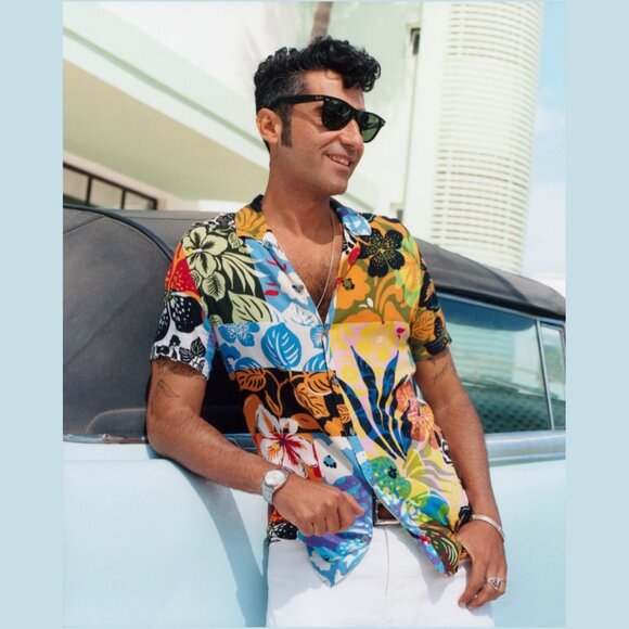 Desigual Floral & Leaf Print Holiday Casual Light Short Sleeve Shirts Large 2563 - Picture 5 of 14